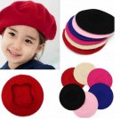Children Baby Girls Woolen Beret Solid Color Bud Hat Cap