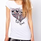Casual Women Lovely Owl Print Short Sleeve T-shirt