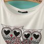 Casual Women Lovely Owl Print Short Sleeve T-shirt