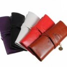 Leather Folding Strap Case Makeup Cosmetic Brush Pouch