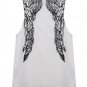 Women Casual Summer Back Wings Printed Sleeveless Cotton Tops Vest