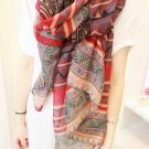 Bohemia Folk Style Geometric Patterns Shawl Long Colorful Thin Scarf