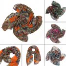 Women Scarf Lady Chiffon Print Silk Long Neck Scarf Pashmina Shawl
