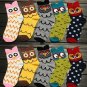 1Pair Women Socks Warm Cotton Owl Pattern Cartoon Cute Hosiery