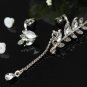 2pcs Crystal Rhinestone Leaf Ear Stud Earrings Women Jewelry