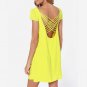 Short Sleeve Shaped Mesh Backless Chiffon Dress