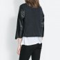Long Sleeve No Button PU Leather Coat