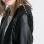Long Sleeve No Button PU Leather Coat