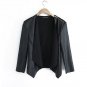 Long Sleeve No Button PU Leather Coat