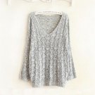 Hollow Long Bat Sleeve V Neck Loose Sweater Knitwear