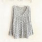 Hollow Long Bat Sleeve V Neck Loose Sweater Knitwear