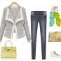 Woolen Lady Split Contrast No Button Knit Outwear