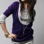 U Shape Hooded Long Sleeve Cotton Shirt