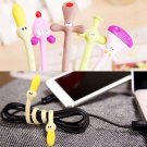 5Pcs Color Random Fashion Lovely Strip Animal Shaped Bobbin Rubber Earphone Line Winder Drop