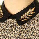 1Pair Vintage Gold Silver Leaf Collar Pins Brooches Jewelry Unisex
