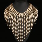 Alloy Chains Tassel Bubble Statement Chunky Necklace Gold Plated