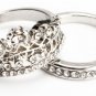 2Pcs Elegant Gold Silver Crystal Rhinestone Crown Rings For Women