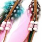 Indian Leather Hen Feather Dangle Bead Ear Drop Earrings Party