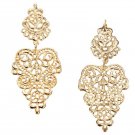 Bohemian Silver Gold Long Hollow Flower Alloy Dangle Stud Earrings