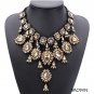 Vintage Crystal Flower Water Drop Chunky Statement Multilayer Necklace