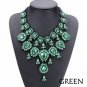 Vintage Crystal Flower Water Drop Chunky Statement Multilayer Necklace