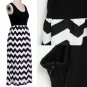 Wave Black White Maxi Dress Stripe Sleeveless Long Dresses