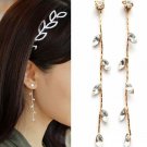 Gold Silver Rhinestone Crystal Leaves Long Branch Dangle Earrings
