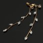 Gold Silver Rhinestone Crystal Leaves Long Branch Dangle Earrings