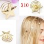 10Pcs Alloy Gold Star Swirl Spring Hair Pin Hairpin Clip Decoration