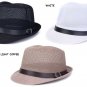 Braid Fedora Trilby Gangster Cap Beach Sun Flax Panama Hat
