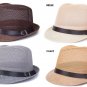Braid Fedora Trilby Gangster Cap Beach Sun Flax Panama Hat