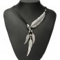 Vintage Multilayer Black Rope Feather Pendant Necklace For Women