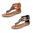 Retro Rome Zipper Rivets Flip Flops Flat Beach Sandals