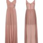 Women Strap Chiffon Party Cocktail V Neck Bridesmaid Wedding Formal Pleated Long Dress