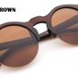 UV400 Women Sunglasses Half Frame Round Wooden