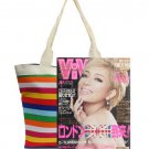 Canvas Handbags Shoulder Bags Ladies Stripe Tote Rainbow Shopping Bags