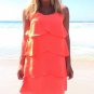 Women Round Neck Sleeveless Chiffon Layered Beach Dress