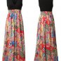 Bohemian Floral Printed Spliced Deep V Sleeveless Maxi Dress