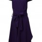 V Neck Belt Short Sleeve Slim Pleated Dress Office Party Club