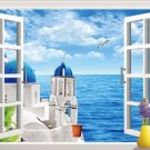 3D Window View Aegean Sea Removable Wall Sticker Art Decal Mural Home Decor