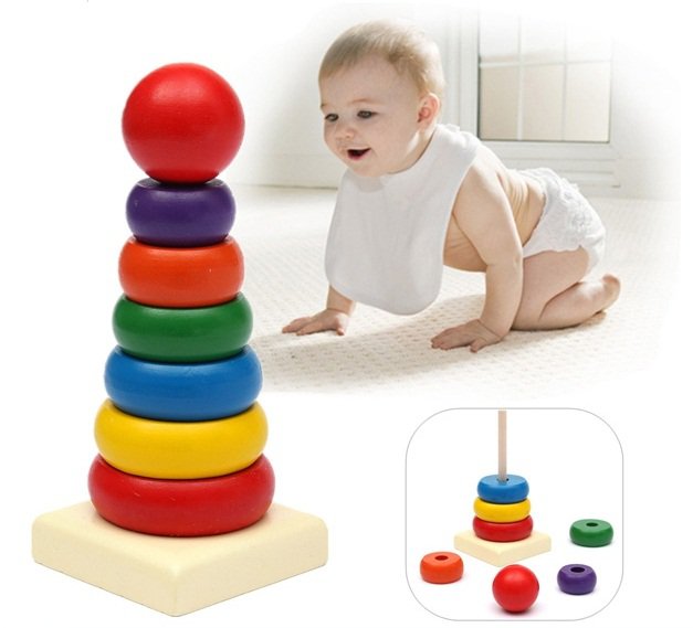 Kids Baby Toys Stacking Rolling Bowling Educational Toys Rainbow Stack Up