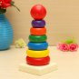 Kids Baby Toy Wooden Stacking Ring Tower Educational Toys Rainbow Stack Up Play