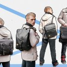 Men Campus Travel PU Leather Shoulders Bag Backpack School Bag