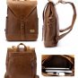 Men Campus Travel PU Leather Shoulders Bag Backpack School Bag
