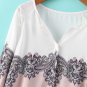 Boho Vintage Women Floral Print V Neck Casual Blouse Loose Long Raglan Sleeve Shirt
