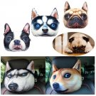 28X20cm Plush Creative 3D Dog Face Throw Pillows Sofa Car Seat Cushion With Backstrap