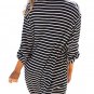 Women Beach Casual Loose Long Button Turn Down Collar Striped Shirt Blouse Tops