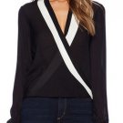 Women V Neck Long Sleeve Chiffon Blouse