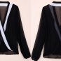 Women V Neck Long Sleeve Chiffon Blouse