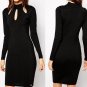 Women Silver Hollow Out Long Sleeve Mini Dress